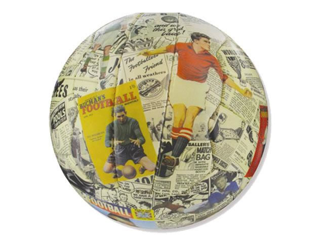 A real football with superb print quality. Can either be read and admired or kick around the park!