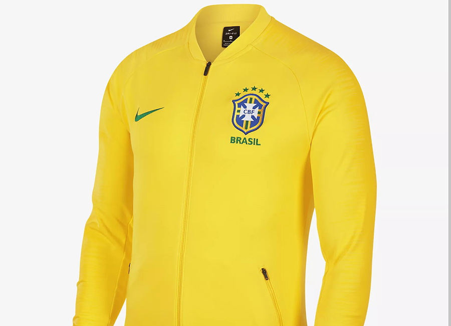Nike Brazil CBF Anthem Football Jacket - Midwest Gold / Lucky Green / Lucky Green