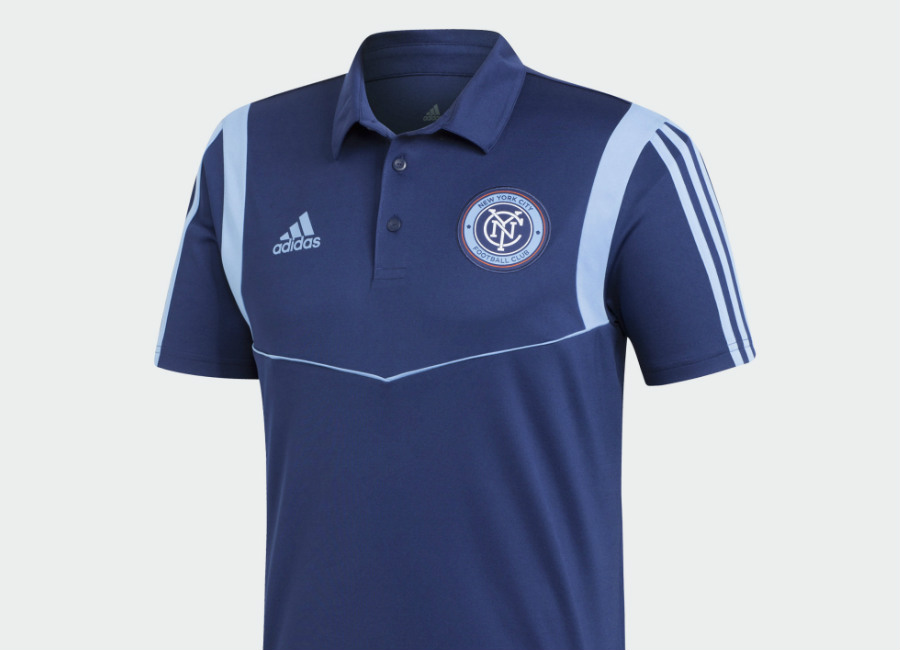 Adidas 2019 New York City FC Polo Shirt - Night Sky / Bahia Light Blue #nycfc #NewYorkCityFC #mls #adidasfootball #adidassoccer