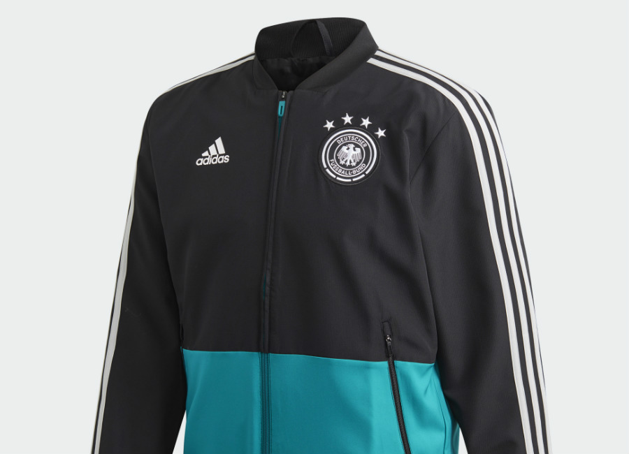 Adidas 2019 Germany Presentation Jacket - Black / Eqt Green / Grey Two