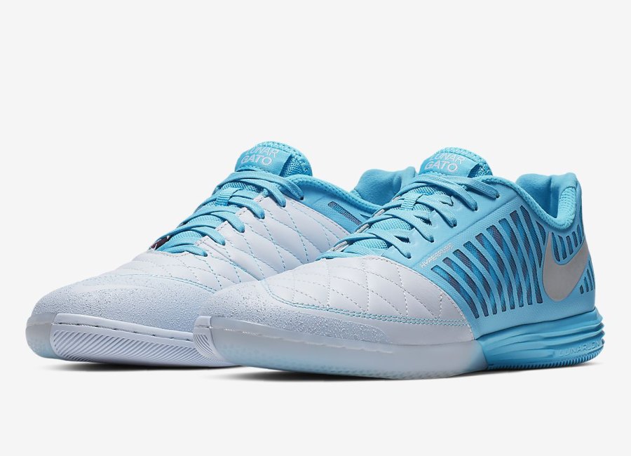 Nike FC247 LunarGato II - Half Blue / Blue Fury / Flash Crimson / Metallic Silver #futsal #nikefootball #nikefutbol