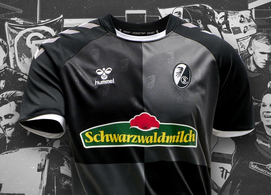 Hummel Football Soccer SC Freiburg Mens Short Sleeve SS Polo Shirt Top Black 