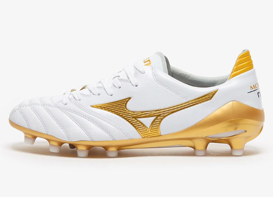 Mizuno Morelia Neo II Made In Japan FG - White / Gold #Mizunofootball #footballboots