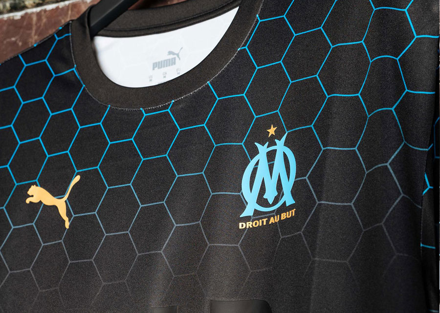 Puma Olympique de Marseille x BALR Signature Jersey - Black / Team Light Blue #OlympiqueMarseille #OM #pumafootball