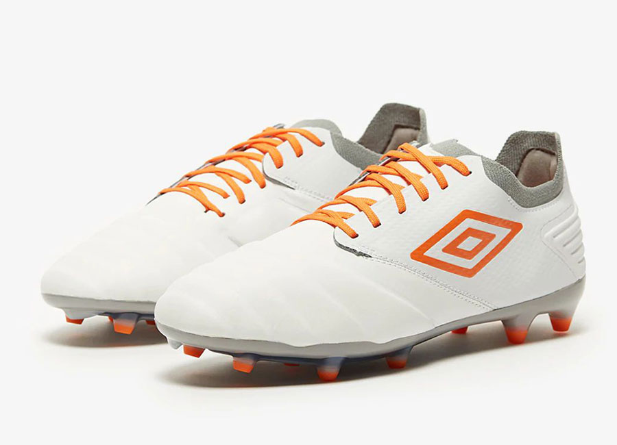 Umbro Tocco Pro FG - White / Carrot / Gray #footballboots #umbro