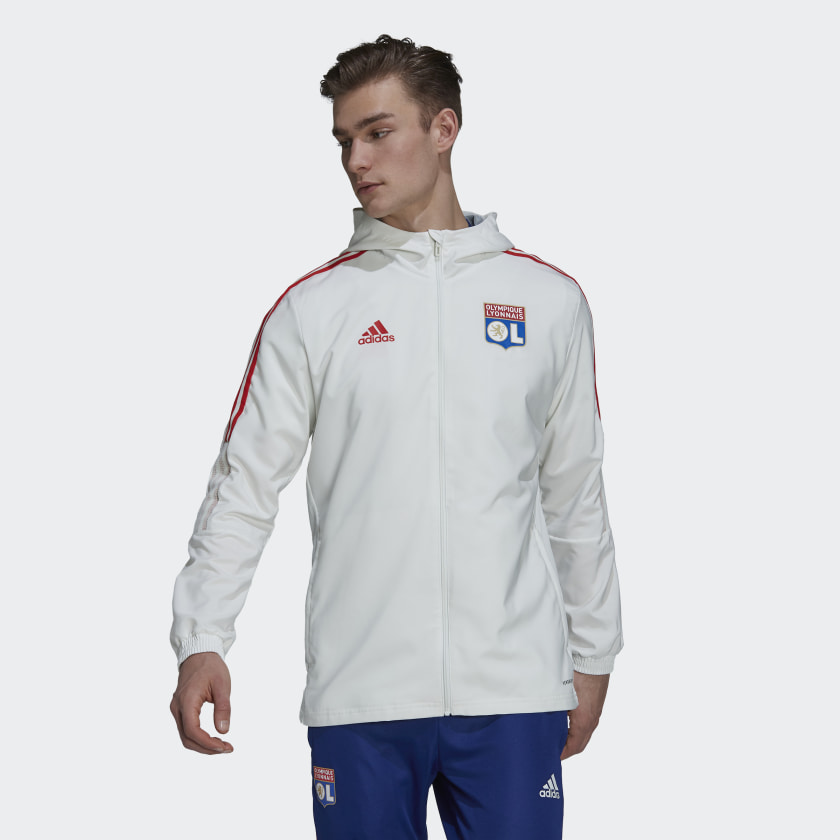 Olympique Lyonnais 21/22 Tiro Presentation Track Top - White Tint / Victory Blue