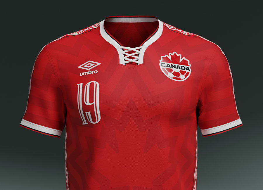 Canada X Umbro Home Shirt Concept by Tridente @tridente_trdnt #canadasoccer #canmnt #conceptkit #kitdesign