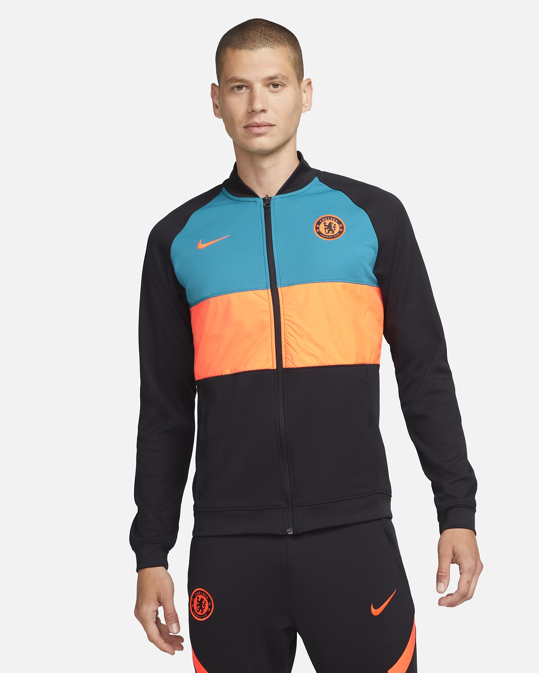 Chelsea 21/22 Full-Zip Football Jacket - Black / Blustery / Hyper Crimson