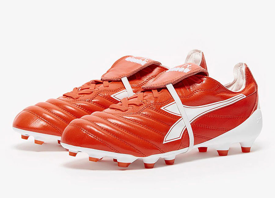 Diadora B-Elite Italia Tech FG - Fluo Red / White #footballboots #diadorafootball #GeorgeWeah