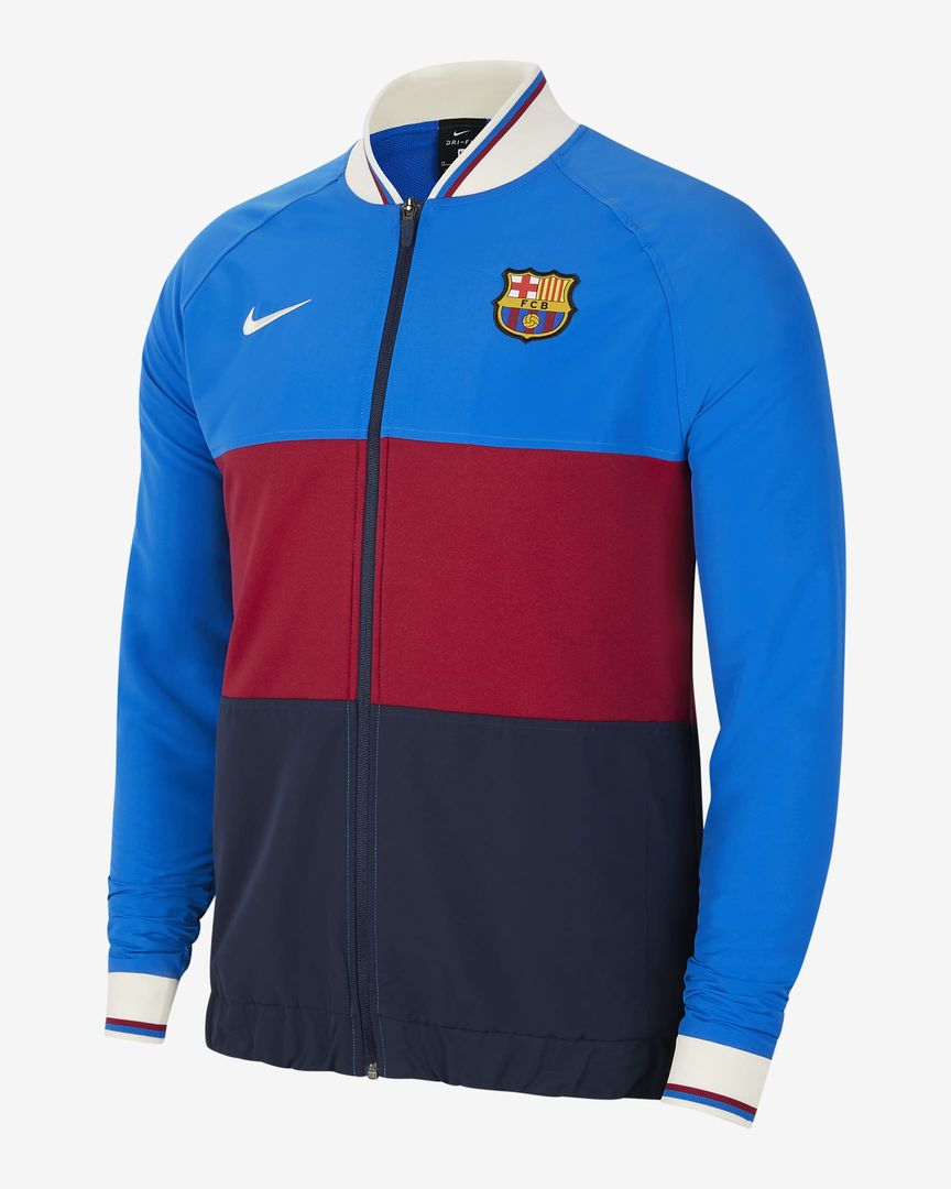 F.C. Barcelona Full-Zip Football Tracksuit Jacket - Soar / Obsidian / Noble Red / Pale Ivory