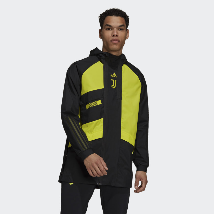 Juventus 21/22 Travel Drill Jacket - Black / Acid Yellow