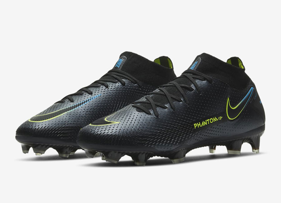 Nike Phantom GT Elite Dynamic Fit FG Black x Prism - Black / Cyber / Light Photo Blue / Black #footballboots #nikefootball