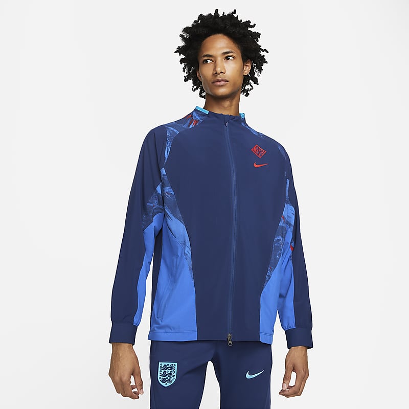 England AWF Nike Dri-FIT Woven Football Jacket - Blue Void / Game Royal / Challenge Red