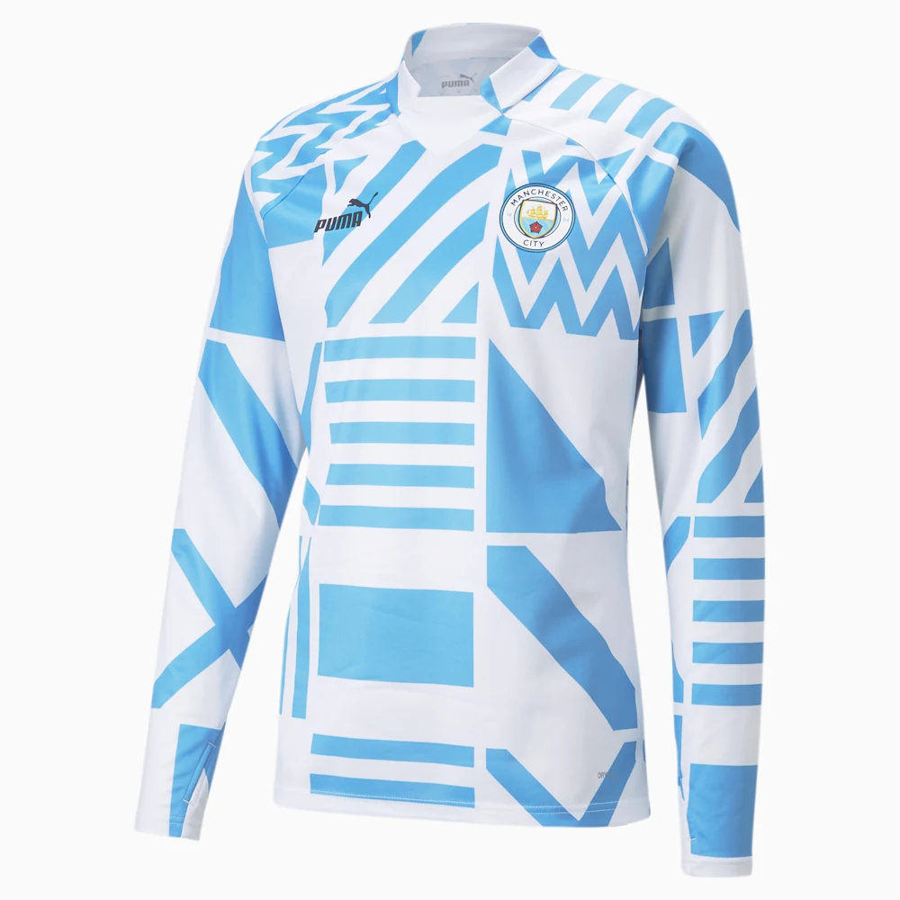 Manchester City 22/23 Football Prematch Sweatshirt - Puma White / Team Light Blue