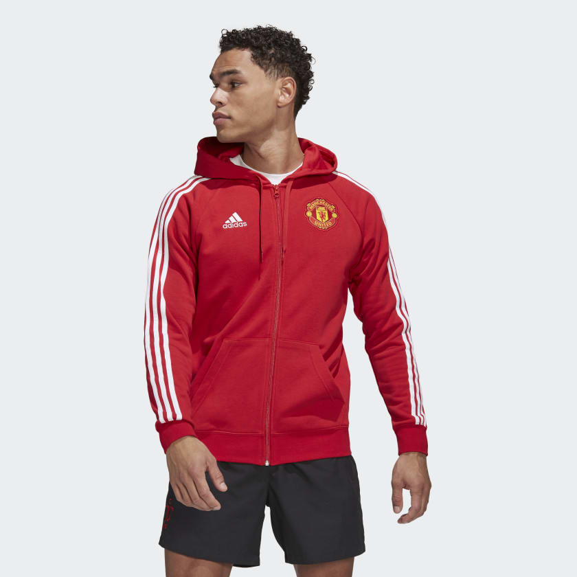 Manchester United 22/23 3-Stripes Full-Zip Hoodie - Real Red