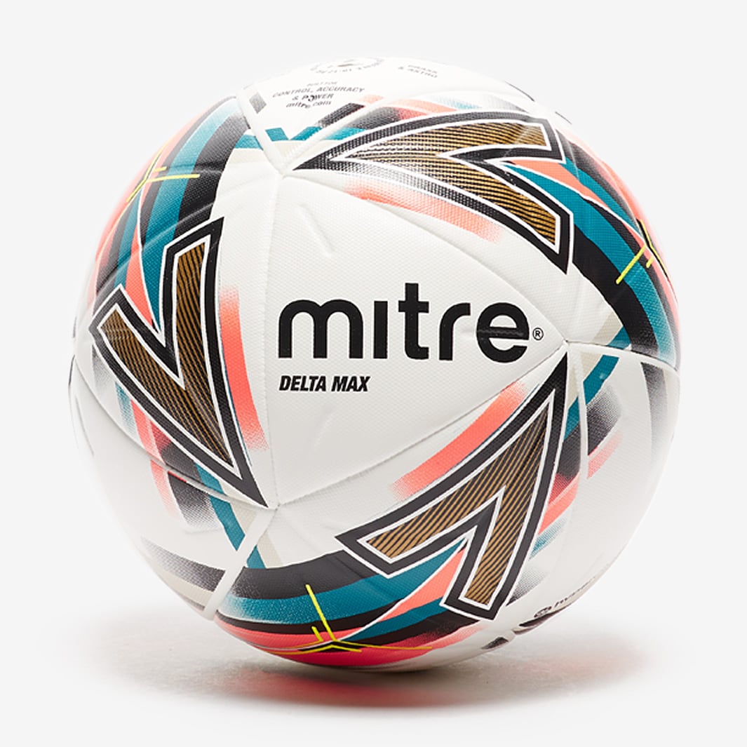Mitre Delta Max Football - White / Dark Orange / Dark Green / Gold