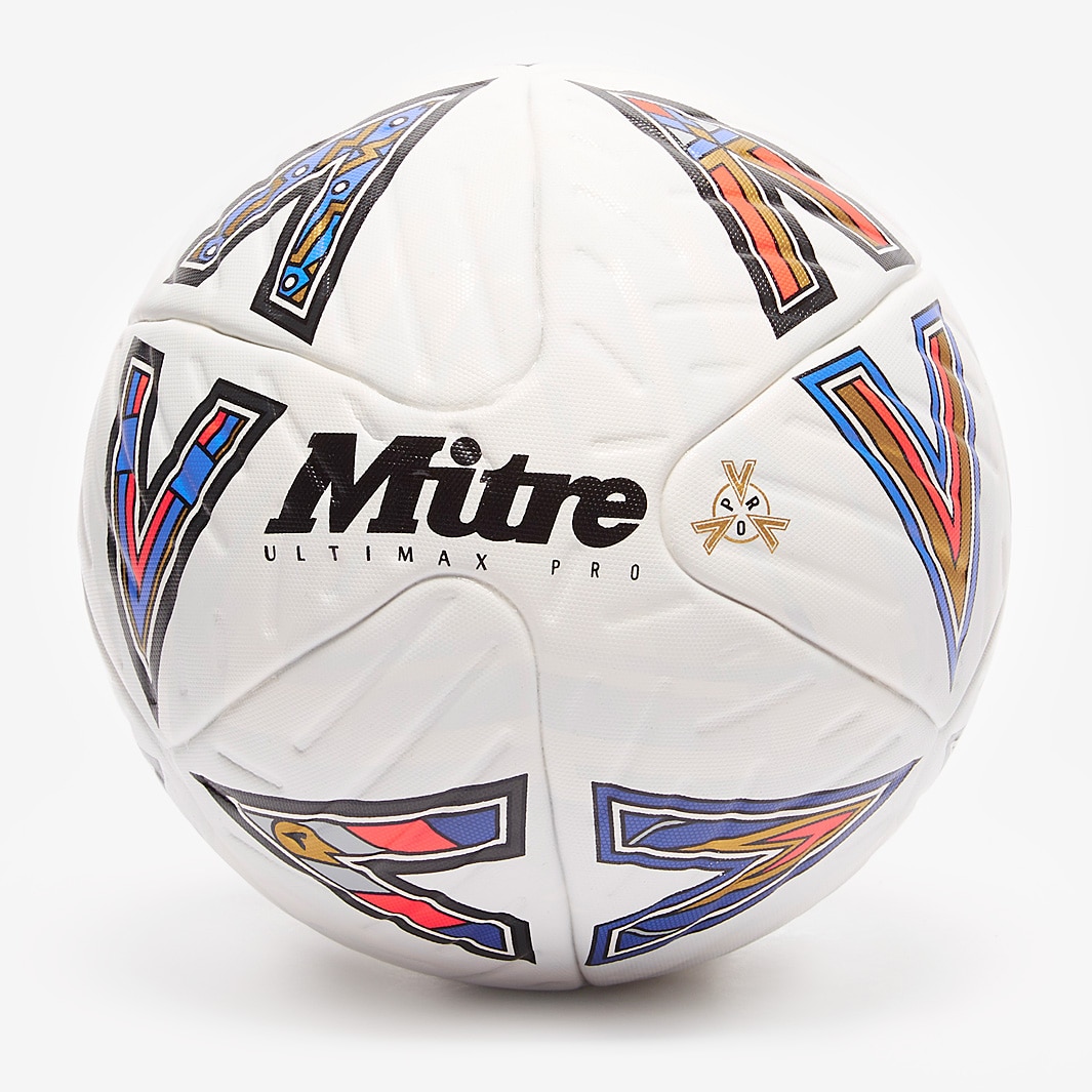 Mitre Ultimax Pro Ball - White / Bib Red / Blue