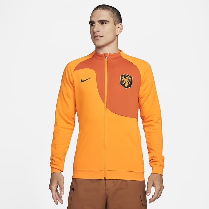 Netherlands Academy Pro Knit Football Jacket - Orange Peel / Campfire Orange / Black