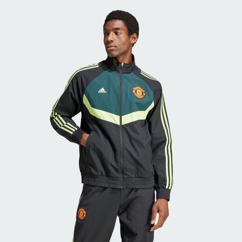 Manchester United Woven Track Top - Black / Green Night / Pulse Lime