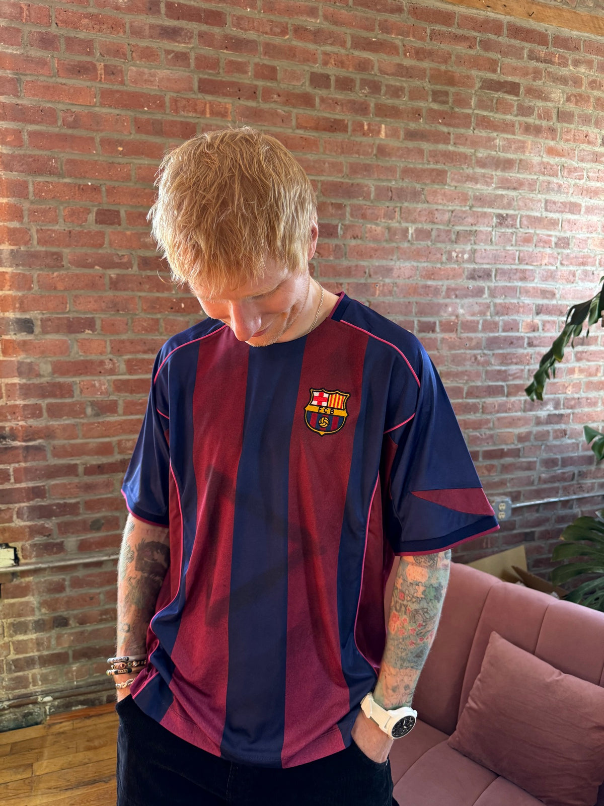 FC バルセロナ x Sheeran Retro ユニフォーム 正規品 Ed Sheeran x Spotify x FC Barcelona Retro 2004/05 Home Play Jersey