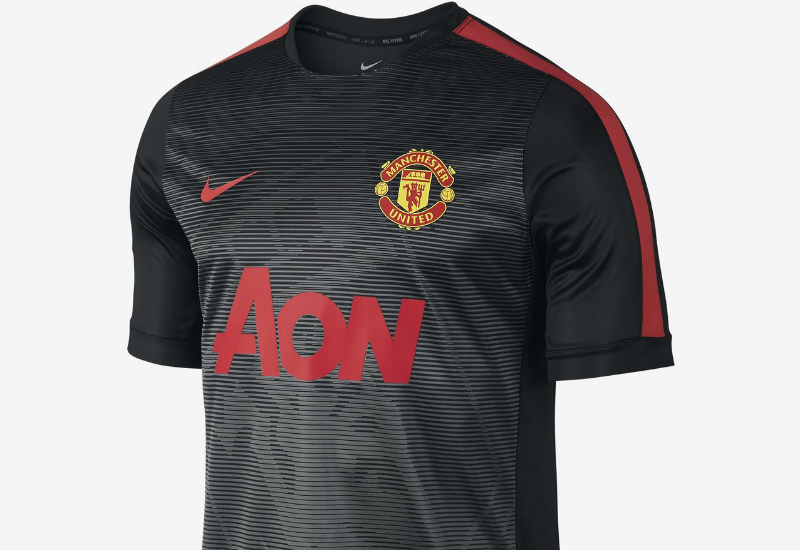 Nike Manchester United Squad Pre-Match 2 Football Shirt - Black / Black / Light Crimson / Light Crimson
