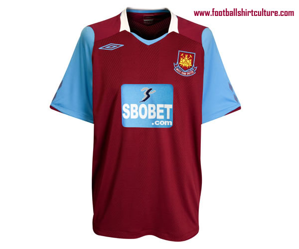 west ham united sbobet sponsor football shirt