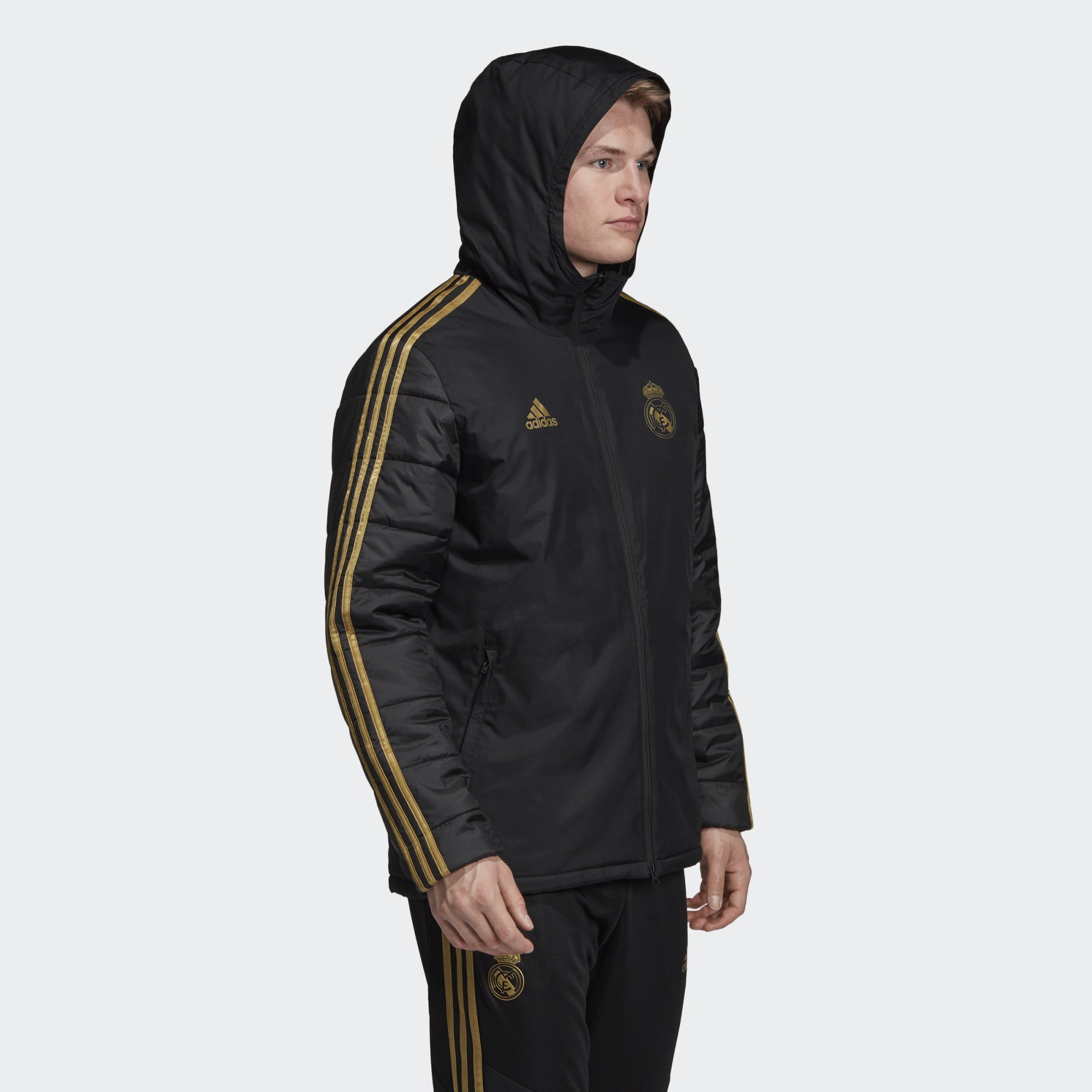 Adidas 2019-20 Real Madrid Winter Jacket - Black / Dark Football Gold ...