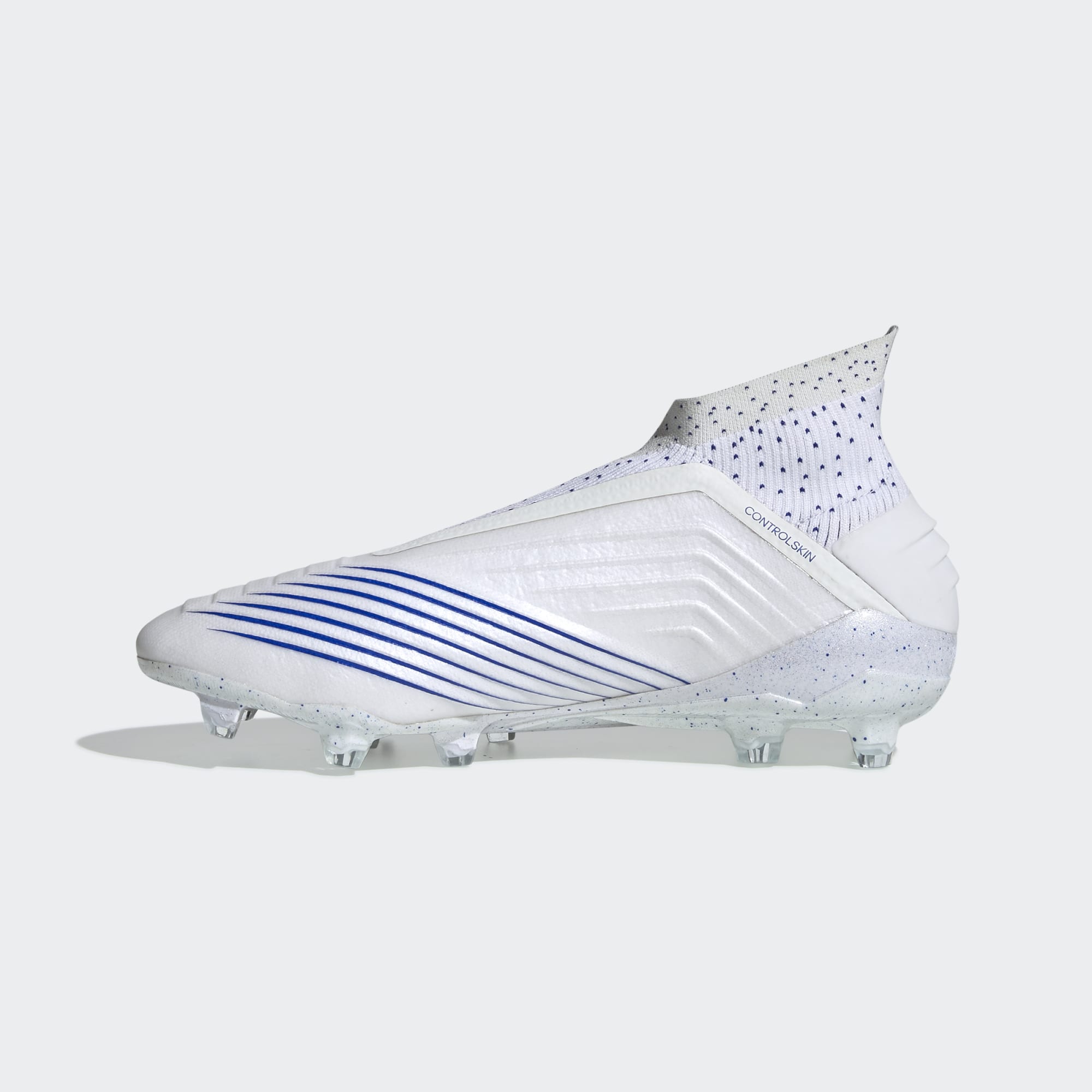 blue and white predator football boots