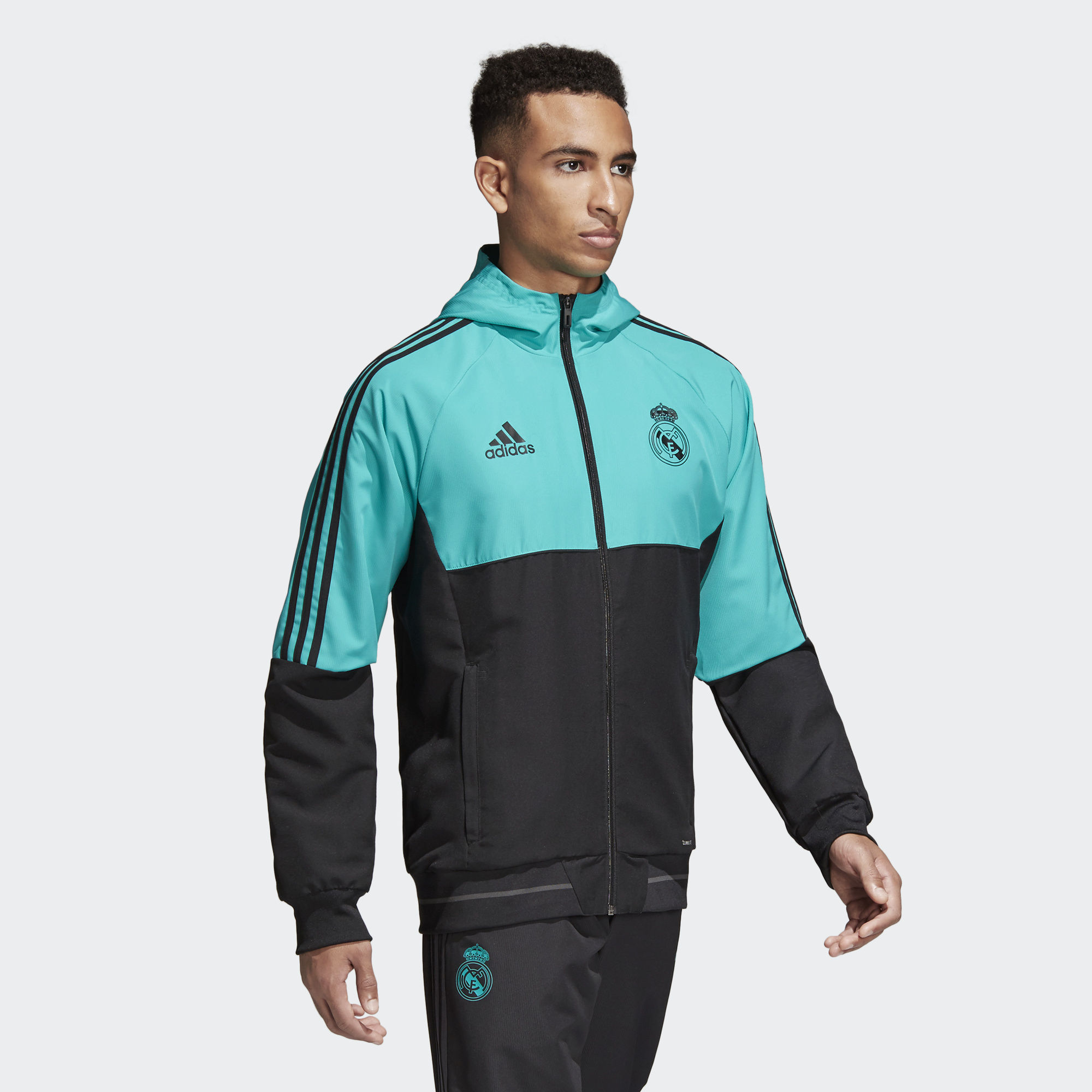 Adidas Real Madrid Presentation Jacket - Aero Reef / Black - Football ...