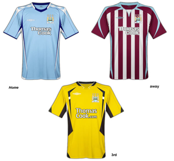 Manchester City Umbro Fantasy home, away and 3rd kits