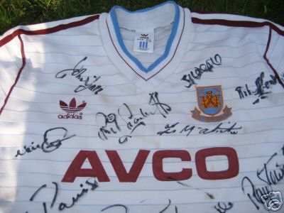 The shirt is made by Adidas and has the club badge embroidered on the left chest and the Adidas logo on the right, and has the sponsors logo AVCO actoss the front (replica shirts had a transfer badge not embroidery at this time)