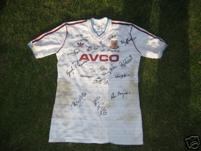This is a genuine match worn West Ham United away shirt that was worn by Billy Bonds in his last ever away league game