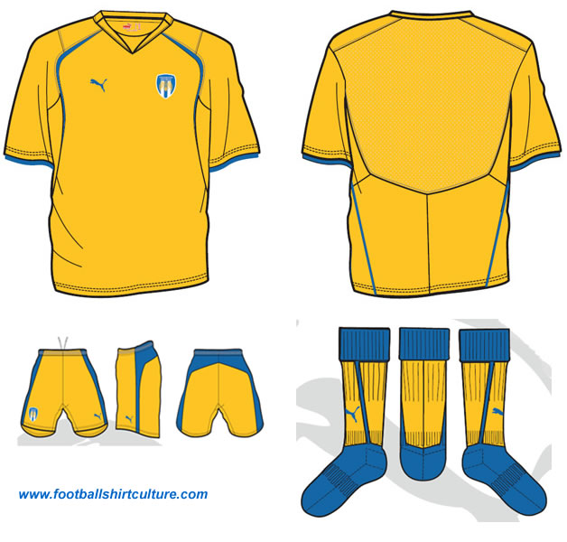 Colchester United away 08-09 kit design by Puma Colchester United away 08-09 kit design by Puma