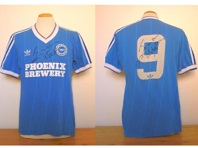 VINTAGE BRIGHTON 1984 ADlDAS MATCH WORN SHIRT Frank Worthington's match shirt. England International