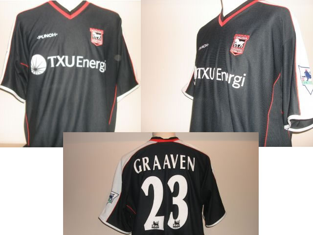 VERY RARE Ipswich Town Match Issued Player Shirt .This shirt was only used for ONE match - v Blackburn Rovers 13/03/02 .ONLY 22 of this shirt were ever produced for the club and were never available as a replica