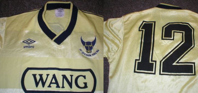 OXFORD UNITED EMBROIDED 1985-86 MATCH WORN SHIRT #12