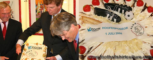 AEGON will be the new head sponsor of AFC Ajax from 1 July 2008. The sponsorship deal between Ajax and AEGON has been laid down for a period of 7 years, in which an annual sponsorship amount of maximally 12 million euro will be paid. 