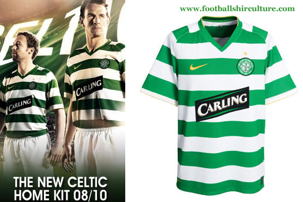 Celtic Home football shirt 2008 - 2010. Sponsored by Carling