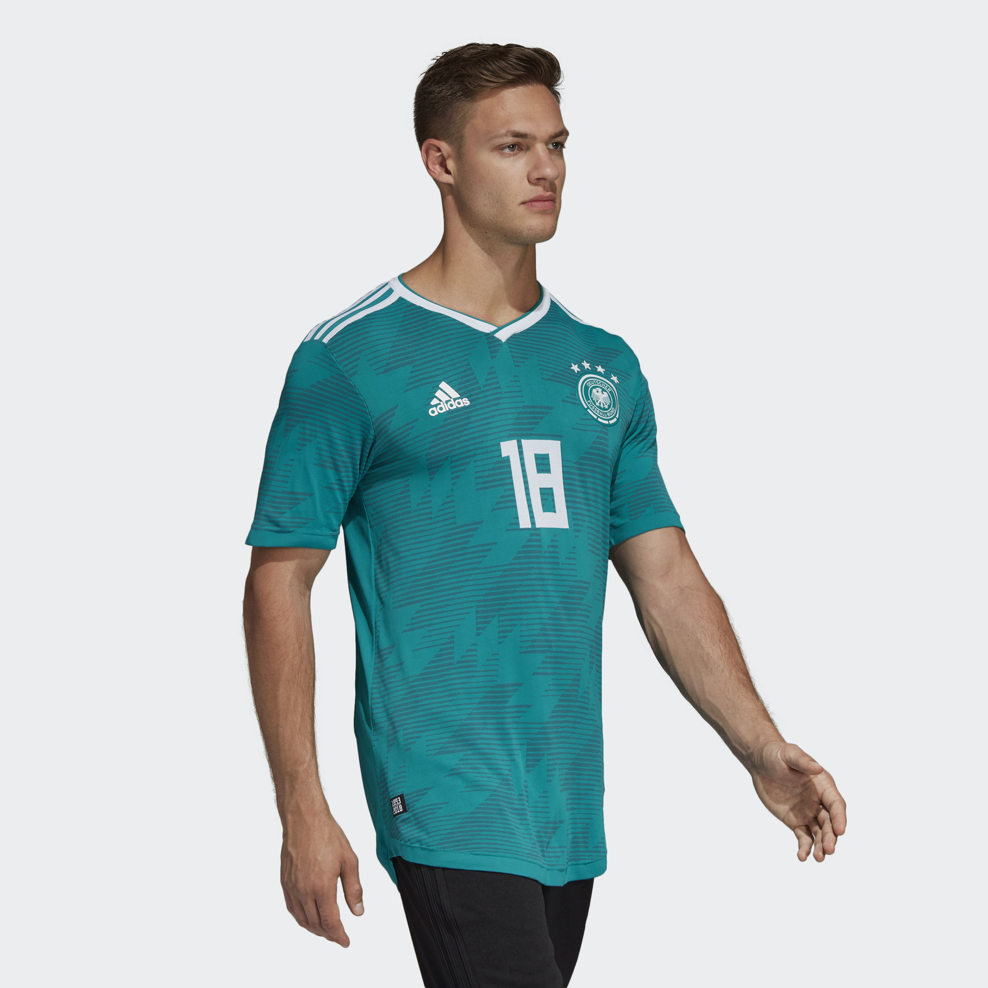 Germany 2018 Adidas Primeknit Away Shirt - Eqt Green / Real Teal / White | 18/19 Kits | Football 