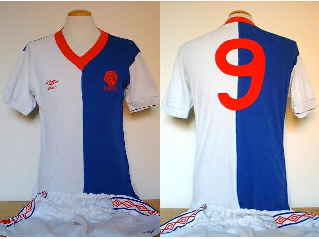 VINTAGE BLACKBURN 1980 MATCH WORN UMBRO SHIRT+No.9+ VINTAGE BLACKBURN 1980 MATCH WORN UMBRO SHIRT+No.9+