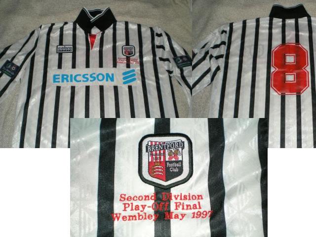 Match worn  Brentford FC shirt Wembley 1997