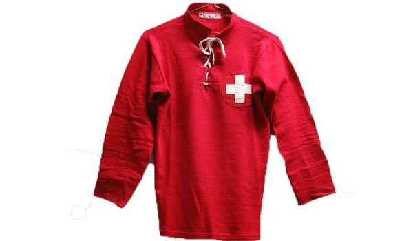 an original shirt worn by Ernst Hufschmid in Switzerland's first FIFA World Cup finals appearance in Italy in 1934. an original shirt worn by Ernst Hufschmid in Switzerland's first FIFA World Cup finals appearance in Italy in 1934.