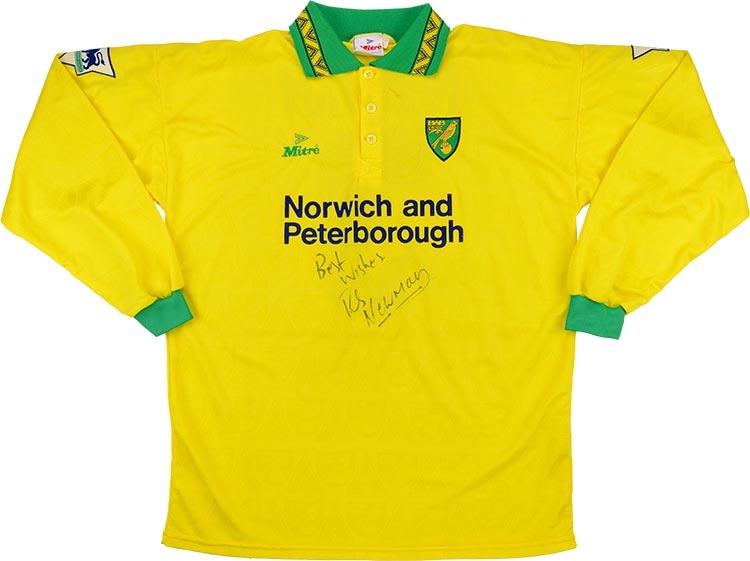 Norwich City Home Camiseta de Fútbol 1992 - 1994. Sponsored by Norwich