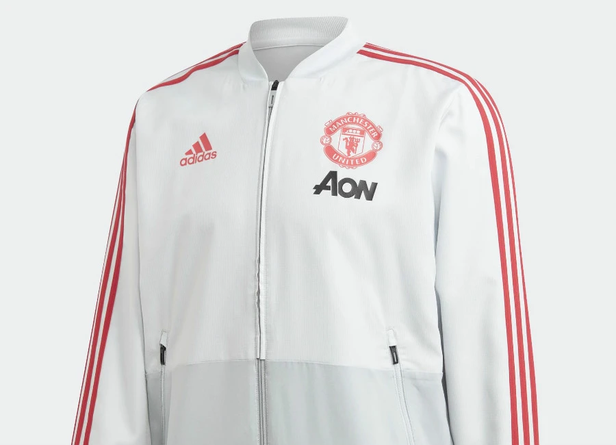 Adidas Manchester United Presentation Jacket - Clear Grey / Blaze Red