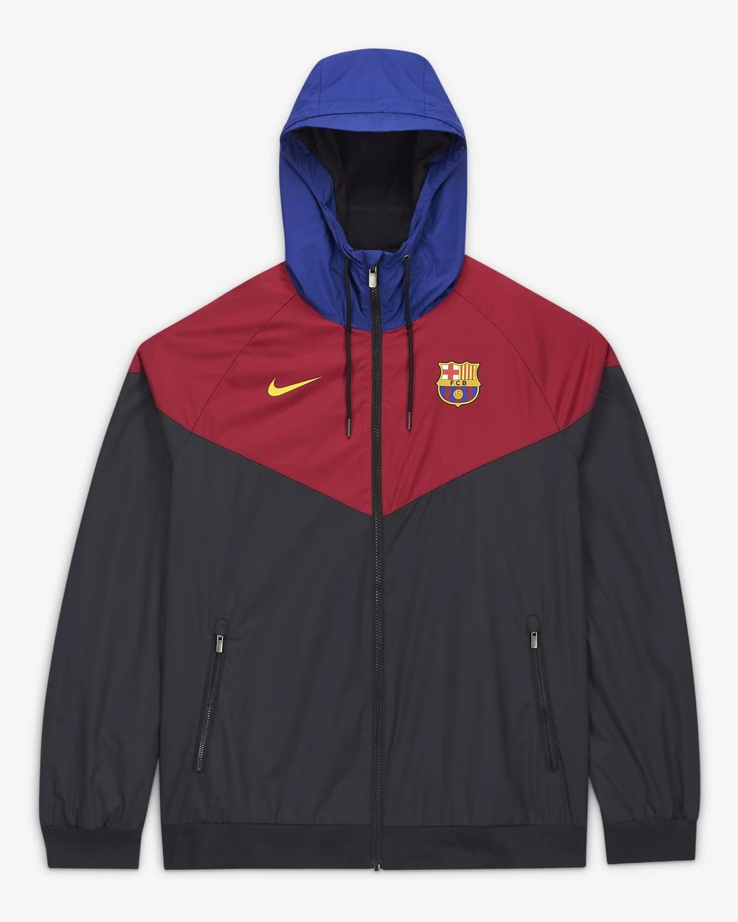 Barcelona 21/22 Windrunner Woven Jacket - Black / Noble Red / Black / Amarillo