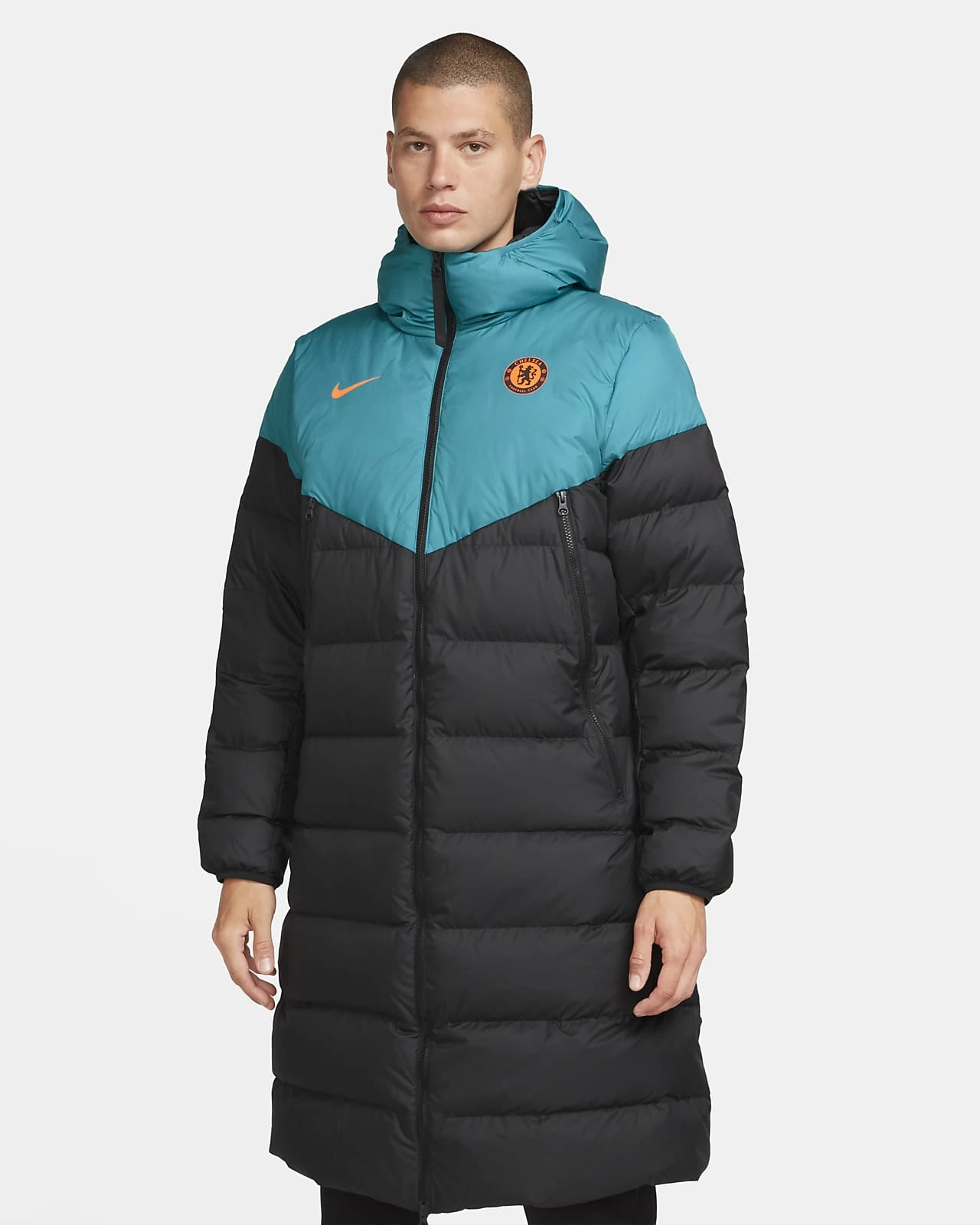 Chelsea 21/22 Strike Nike Therma-FIT Football Down Jacket - Blustery / Black / Hyper Crimson