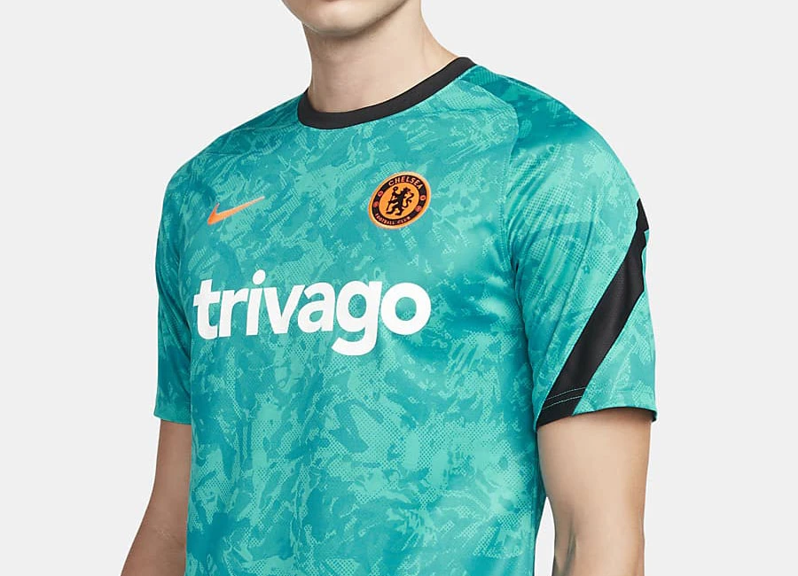 Chelsea 21/22 Nike Dri-FIT Pre-Match Football Top - Aquamarine / Black / Hyper Crimson