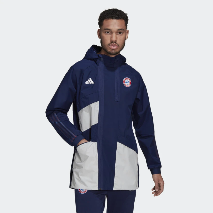FC Bayern 21/22 Travel Drill Jacket - Dark Blue / Crystal White