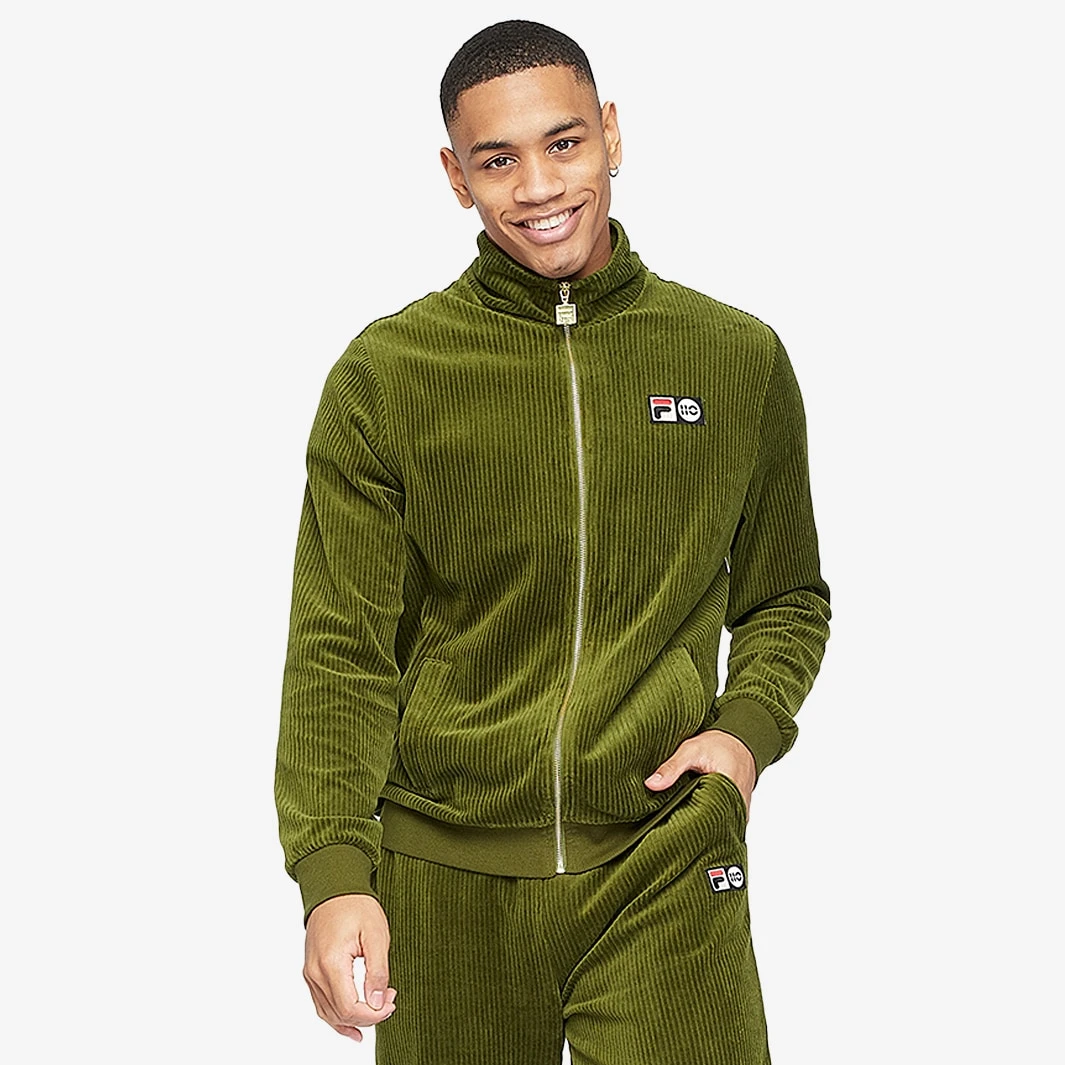 FILA Heritage Dionysus Ribbed Velour Track Jacket - Chive