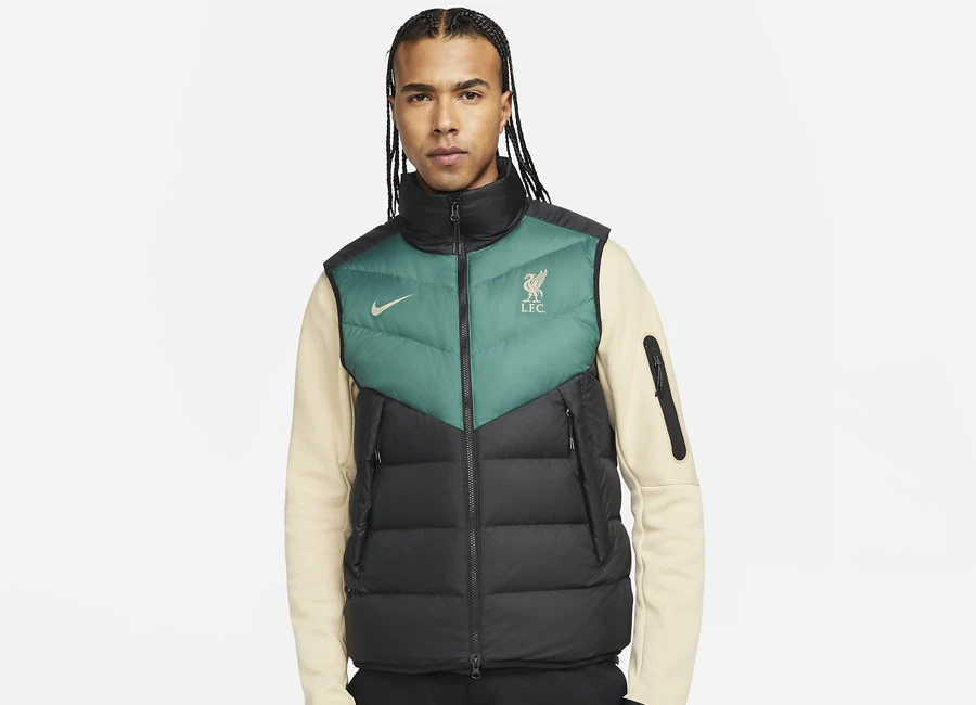 Liverpool 21/22 Windrunner Down-Fill Gilet - Black / Dark Atomic Teal / Mystic Stone